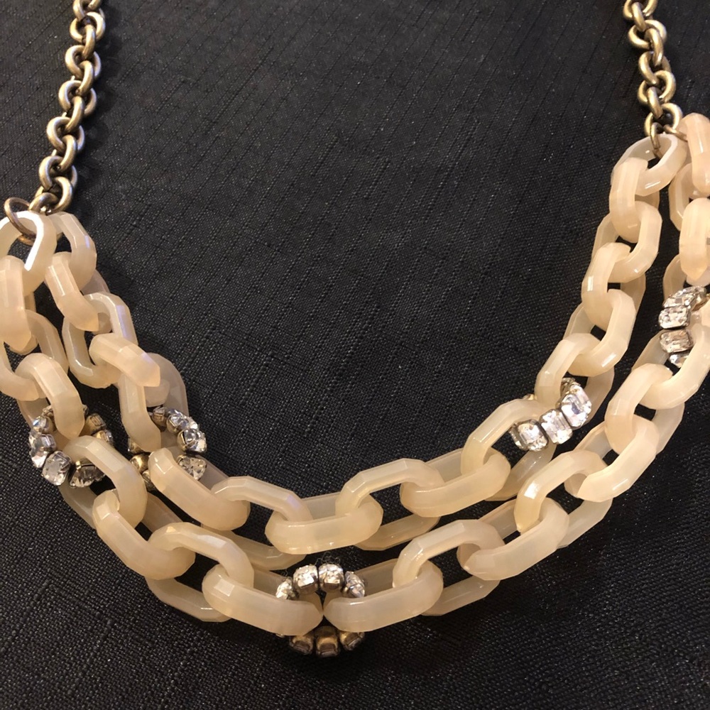 J. Crew Acetate blush and rhinestone necklace